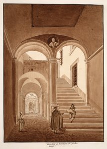 Interiér Michelangelova domu, 1833 (lept s hnědým lakem) od Agostino Tofanelli