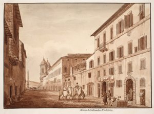 Dům Callimachů, Via Sistina, 1833 (lept s hnědou lazurou) od Agostino Tofanelli