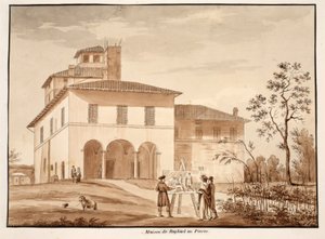 The House of Raphael on Pincio, 1833 (lept s hnědým lavírováním) od Agostino Tofanelli