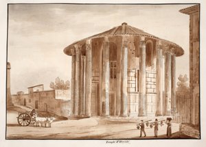 The Temple of Hercules Victor, 1833 (lept s hnědým lavírováním) od Agostino Tofanelli