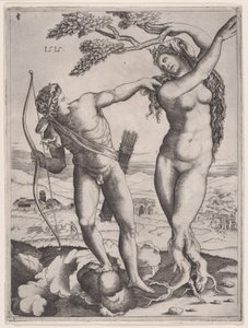 Apollo a Daphne, datováno 1515., datováno 1515. od Agostino Veneziano