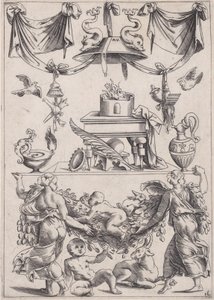 Ornamental Panel, ca. 1514-36. od Agostino Veneziano