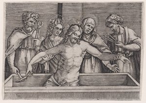 Pohřeb Krista, ca. 1514-36. od Agostino Veneziano