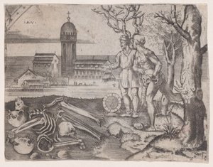 Dva muži na hřbitově, ca. 1514-36. od Agostino Veneziano