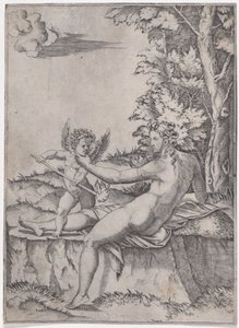 Venuše a Eros, ca. 1514-36. od Agostino Veneziano