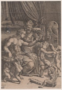 Venuše a Vulkán obklopený Amory z roku 1530. od Agostino Veneziano