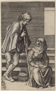 Sedlák a vejce žena od Agostino dei Musi after Raphael
