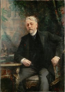Gustave Eiffel, inženýr, který postavil Eiffelovu věž v Paříži... (malba na plátně)