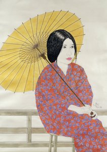 Umbrella, 1996 (inkoust, wc, kvaš a dřevěné uhlí na papíře) od Alan Byrne