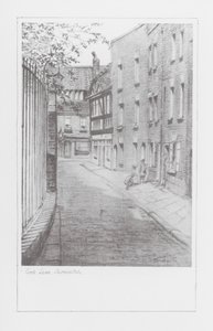 London Lanes: Cock Lane, Shoreditch (litografie) od Alan Stapleton