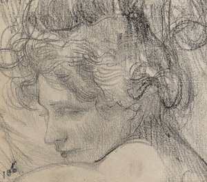 Hlava ženy, kolem roku 1890 (pastel na papíře) od Albert de Belleroche