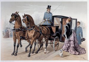 Coupe reached of English horses Print by Albert Adam (1833-?) 1874 Paris, Musee Carnavalet
