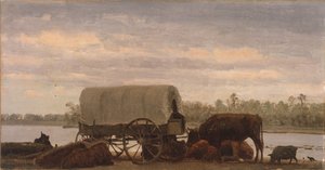 Polední klid na řece Platte, asi 1859 (olej na papíře na plátně) od Albert Bierstadt