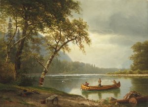 Lov lososů na řece Caspapediac od Albert Bierstadt