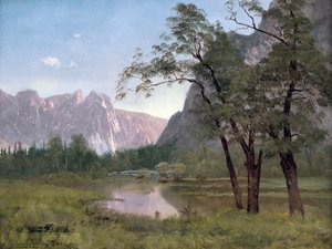 Yosemitské údolí (olej na papíře připevněné na plátně) od Albert Bierstadt