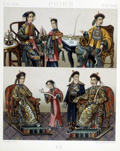 Čínská aristokracie - v „“Le Kostým historique““ od Racineta od Albert Charles August Racinet