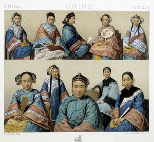 Různé typy žen v Číně - v „historickém kostýmu“ od Racinet od Albert Charles August Racinet