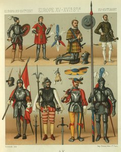 Ilustrace brnění evropských válečníků od Albert Charles August Racinet