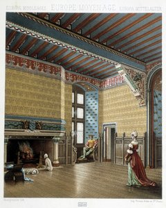 Interiér honosného obydlí ve středověku - v „historickém kostýmu“ od Racineta od Albert Charles August Racinet