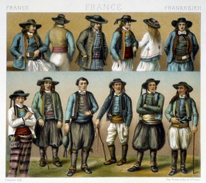 Pánské kostýmy Finistère z 19. století - v „“Le Kostým ancien et historique““ od Racinet od Albert Charles August Racinet
