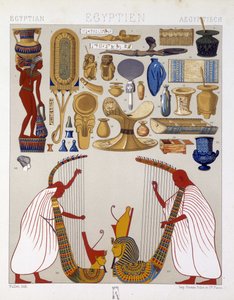 Různé starožitné předměty z Egypta - v „historickém kostýmu“ od Racinet od Albert Charles August Racinet