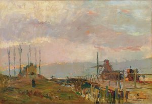 Rustikální most poblíž Rouenu od Albert Charles Lebourg