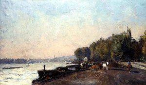 Suresnes na podzim (olej na plátně) od Albert Charles Lebourg