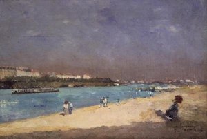 Pohled na předměstí Paříže z Pont National, 1882 od Albert Charles Lebourg