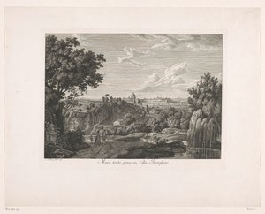 Zarostlá zeď u Villa Borghese Muro torto, preso ve Villa Borghese (titul na objektu) Malay Radirte Prospekte aus Italien (název série)