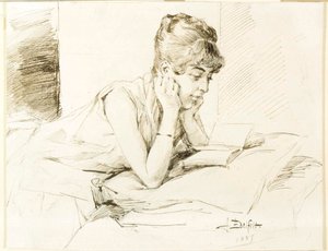 Mladá žena při čtení od Albert Edelfelt