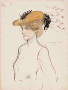 Žena s kloboukem na hlavě od Albert Edelfelt