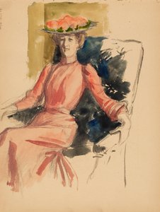 Sedící žena v klobouku od Albert Edelfelt