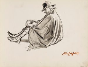 Sedící muž v plášti od Albert Edelfelt