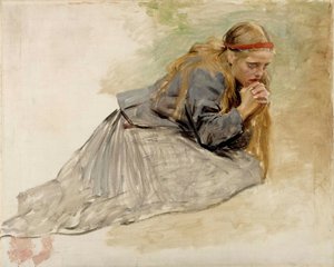 Klečící Marie Magdaléna, studie k dílu „Kristus a Marie Magdaléna“ od Albert Edelfelt
