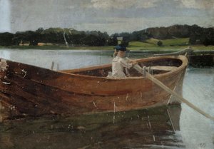 Umělcova sestra Berta ve veslici, studie od Albert Edelfelt