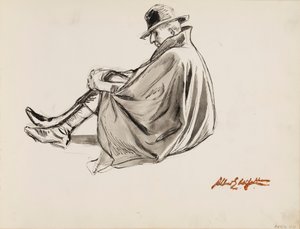 Sedící muž v plášti od Albert Edelfelt