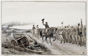 Von Döbeln zdraví své vojáky z básně č. 15 „Stolt“ (původní kresba k příběhům o praporčíku Stålovi) od Albert Edelfelt