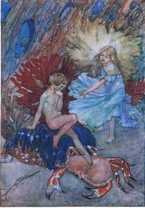 "Ne, nevrhněte toho ubohého kraba o Tomovi", z Pub Water Babies.by Humphrey Milford Oxford University Press, c.1930 (Color Litho) od Albert Edward Jackson
