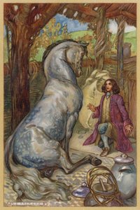 Houyhnhnm diskutoval o lidstvu s Gulliverem (chromolitho)