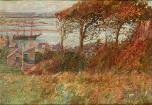 Háj nad přístavem na podzim ( olej na plátně) od Albert Ernest Victor Lilley