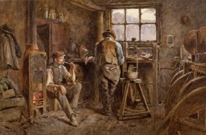 A Jet Workshop, Whitby (akvarel na papíře) od Albert George Stevens