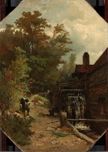 Jacob van Ruisdael skicující vodní mlýn od Albert Gerard Bilders