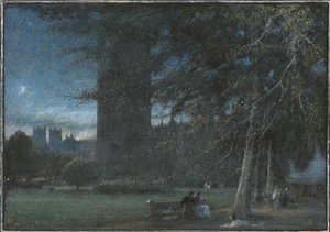 Postavy pod Westminsterským palácem za soumraku od Albert Goodwin