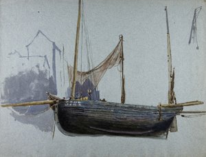 Rybářský člun 57BX (akvarel a tělová barva na tónovaném papíře) od Albert Goodwin