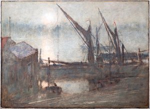 Mlha na řece, Cheyney Walk, Chelsea od Albert Goodwin