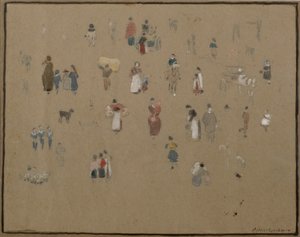 Jdu na trh (akvarel a tužka s tělovou barvou na tónovaném papíře) od Albert Goodwin