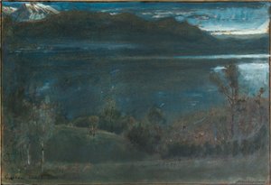 Gossau, Lucernské jezero (olej a akvarel s tuší a tělovou barvou na papíře na kartonu) od Albert Goodwin