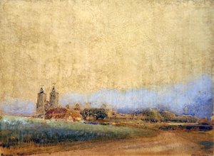 Reculver, Kent (pero, inkoust a akvarel na papíře) od Albert Goodwin