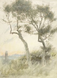 Studie dvou stromů od Albert Goodwin