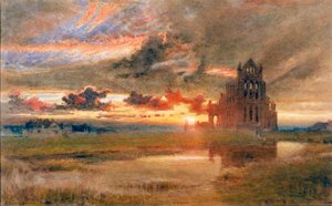 Whitby - opatství svaté Hildy (tužka a akvarel na papíře (nalepeno na kartě))